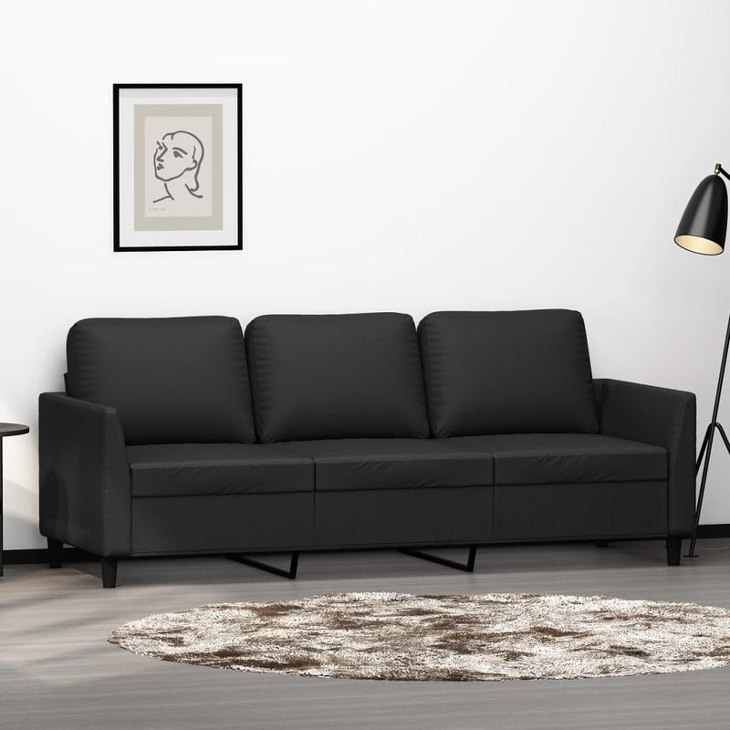 Driezitsbank 180 cm kunstleer zwart MeubelReus