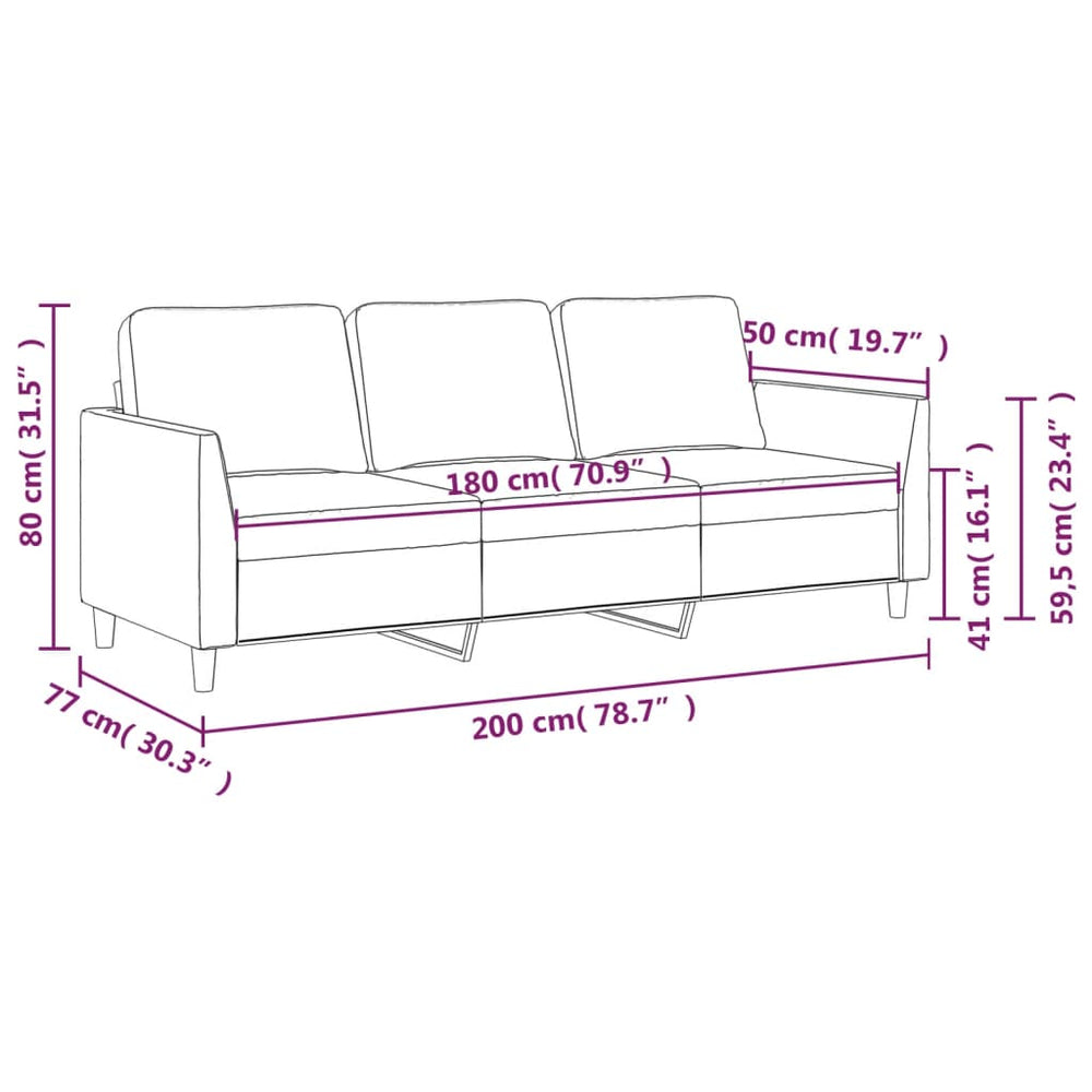 Driezitsbank 180 cm kunstleer crèmekleurig MeubelReus