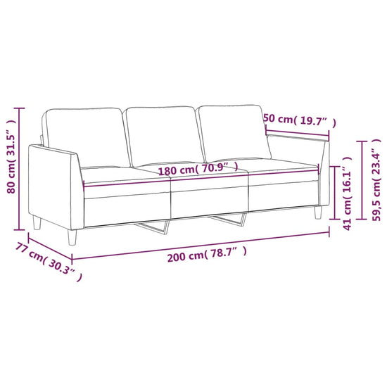Driezitsbank 180 cm kunstleer crèmekleurig MeubelReus