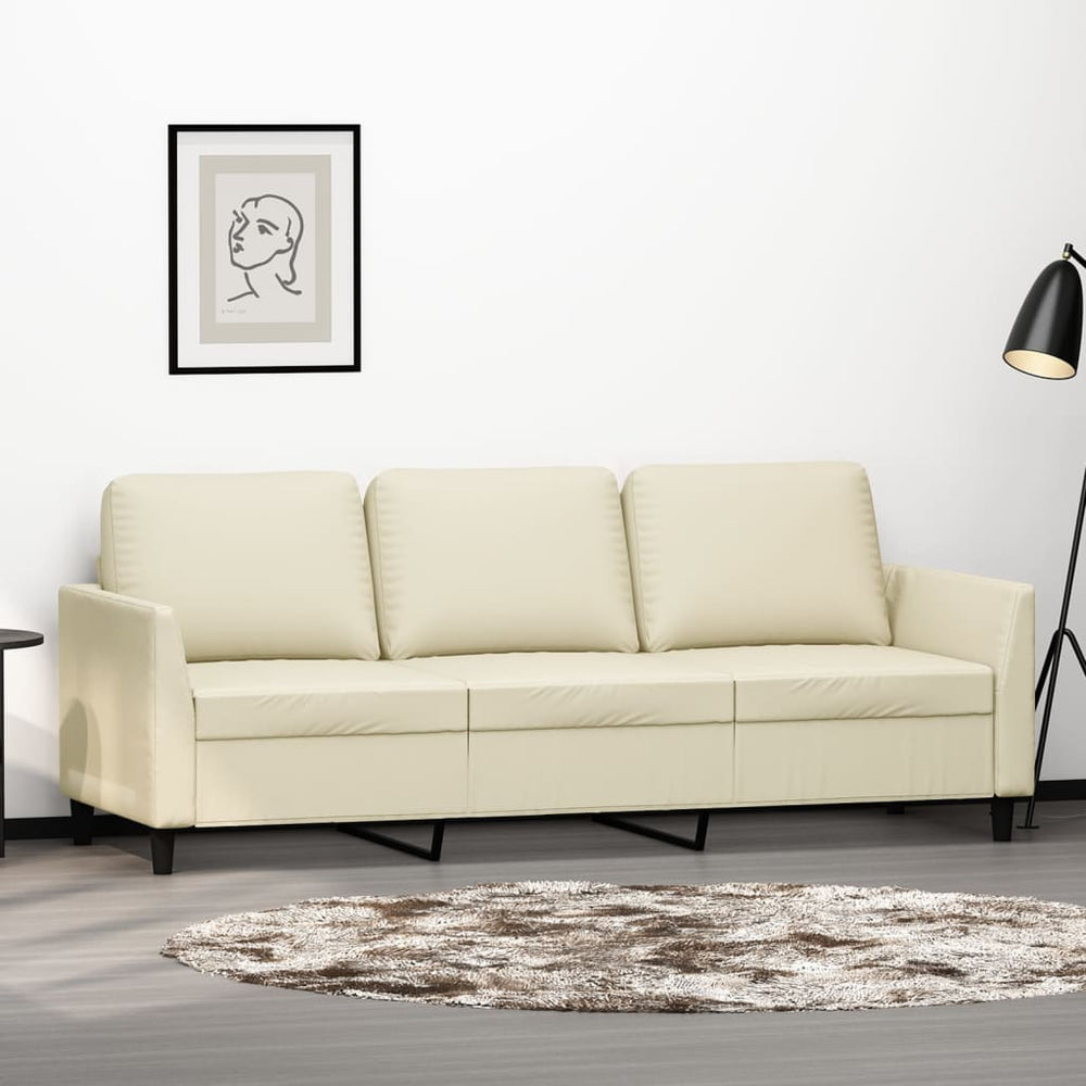 Driezitsbank 180 cm kunstleer crèmekleurig MeubelReus
