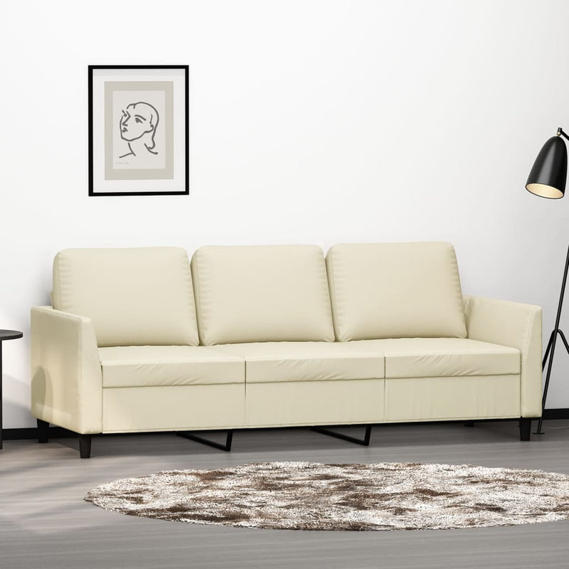 Driezitsbank 180 cm kunstleer crèmekleurig MeubelReus