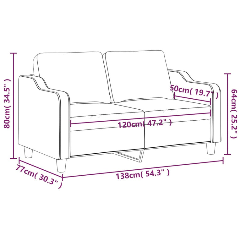 Tweezitsbank 120 cm stof zwart