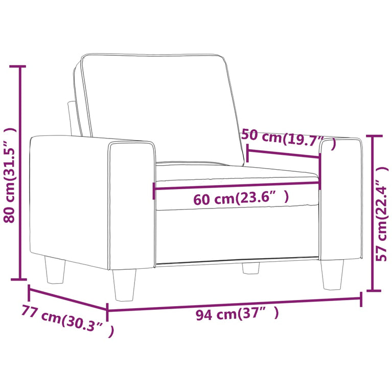 Fauteuil 60 cm stof lichtgrijs