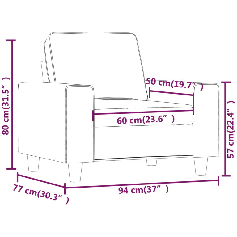Fauteuil 60 cm stof donkergrijs