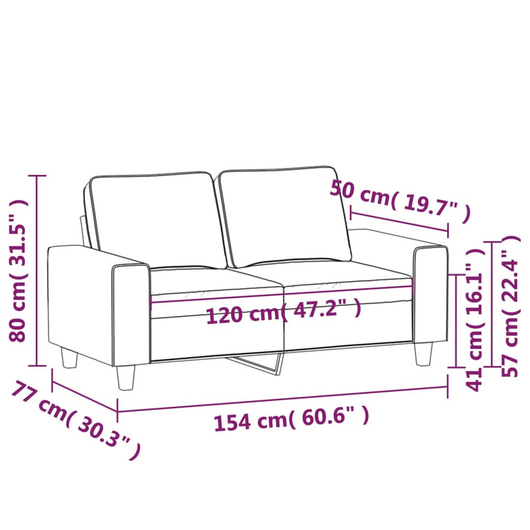 Tweezitsbank 120 cm stof zwart