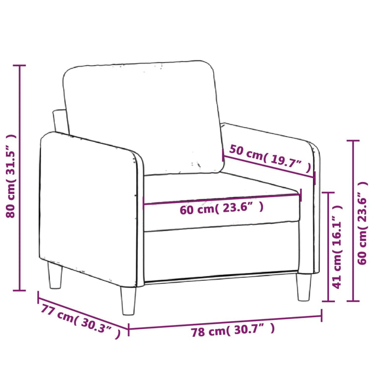 Fauteuil 60 cm fluweel donkergrijs