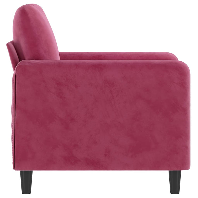 Fauteuil 60 cm fluweel wijnrood