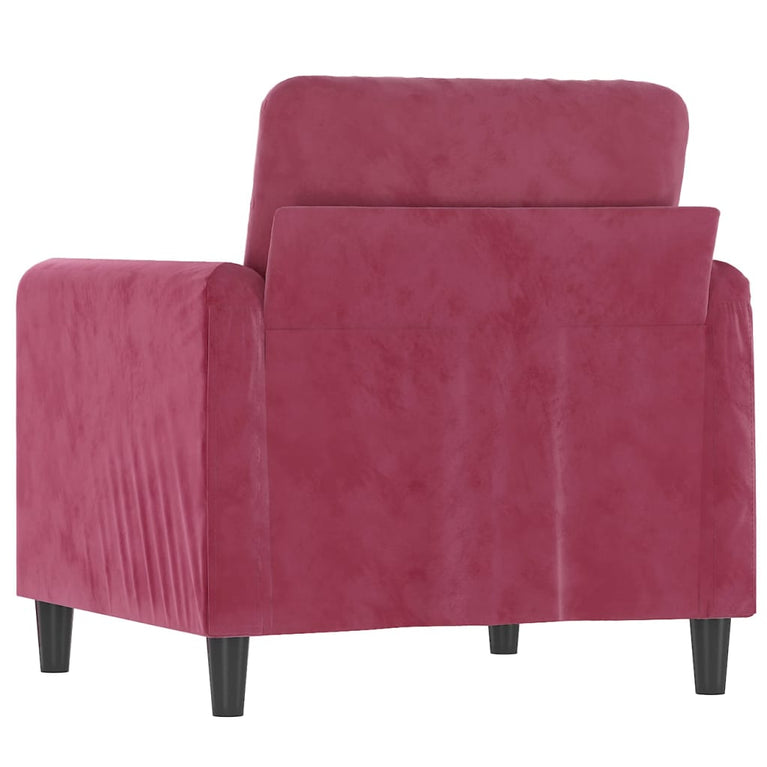 Fauteuil 60 cm fluweel wijnrood
