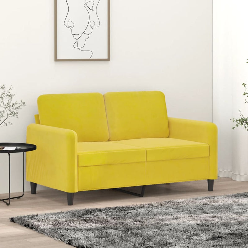 Tweezitsbank 120 cm fluweel geel