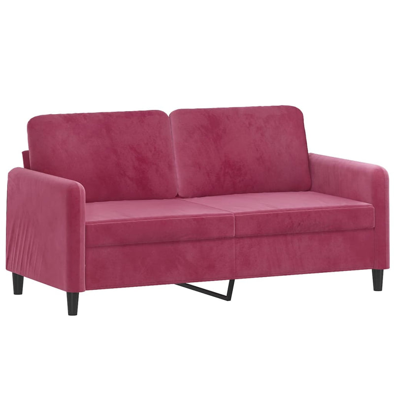 Tweezitsbank 140 cm fluweel wijnrood
