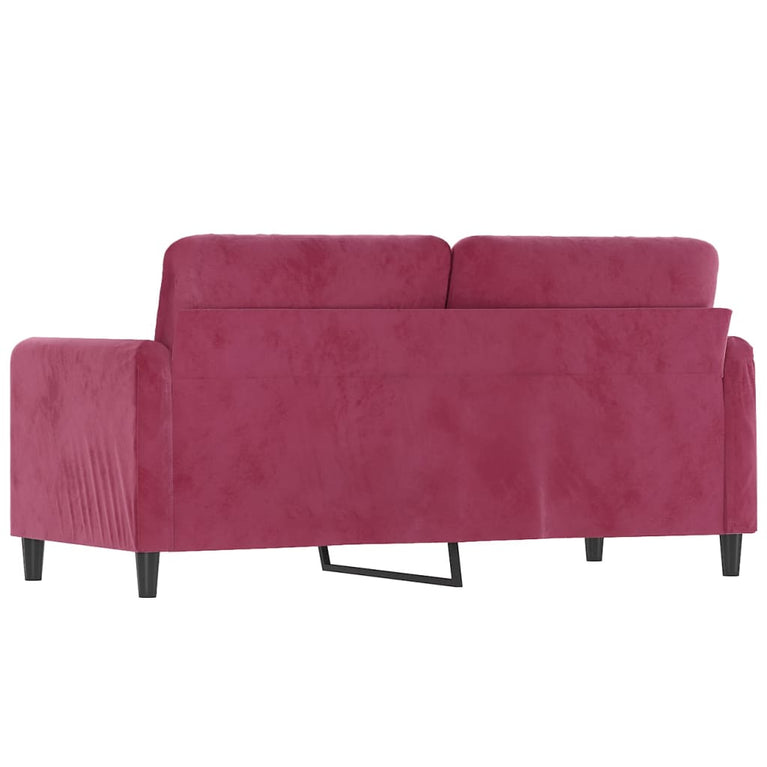 Tweezitsbank 140 cm fluweel wijnrood