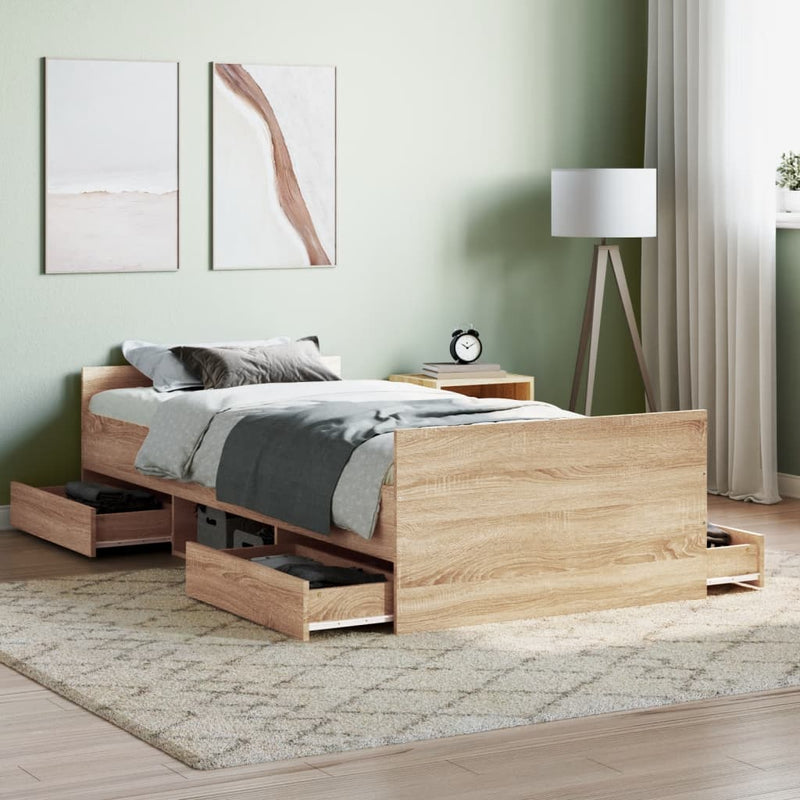 Bedframe met hoofd- en voeteneinde sonoma eikenkleur 90x190 cm