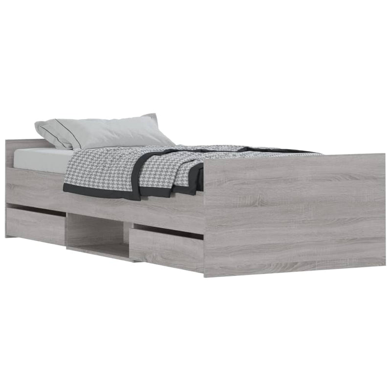 Bedframe met hoofd- en voeteneinde grijs sonoma eiken 90x190 cm