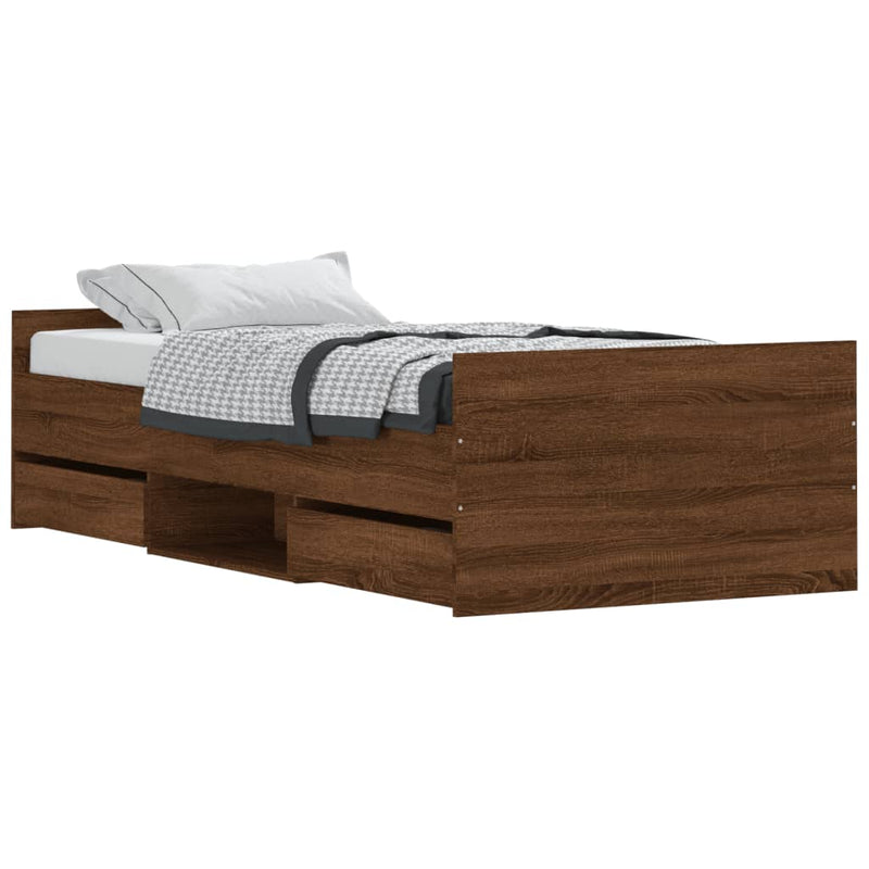 Bedframe met hoofd- en voeteneinde bruineikenkleurig 90x190 cm