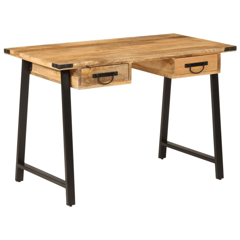 Bureau met lades 105x55x70 cm massief mangohout en ijzer