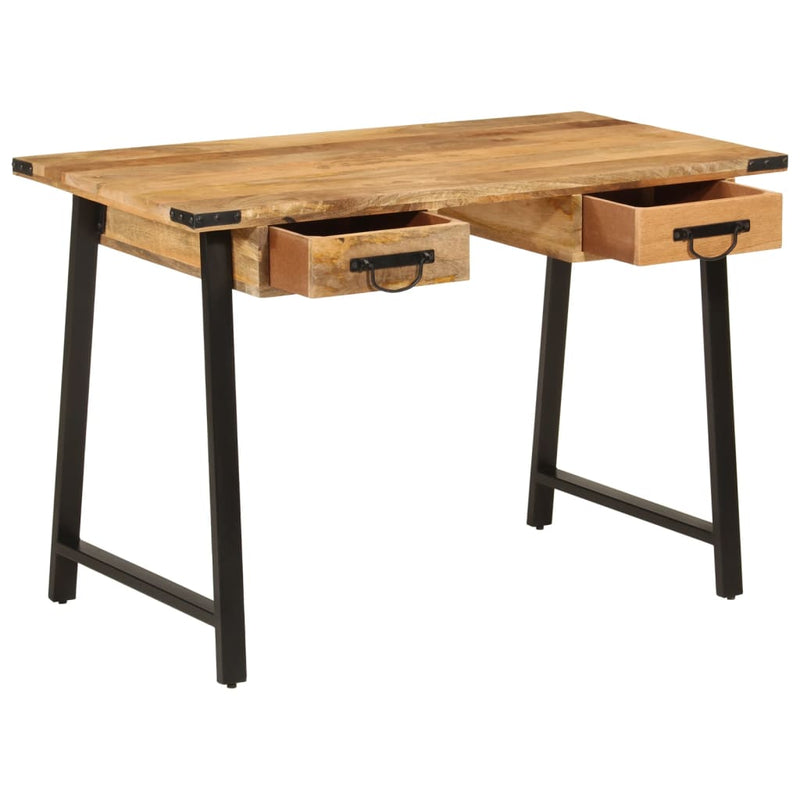 Bureau met lades 105x55x70 cm massief mangohout en ijzer