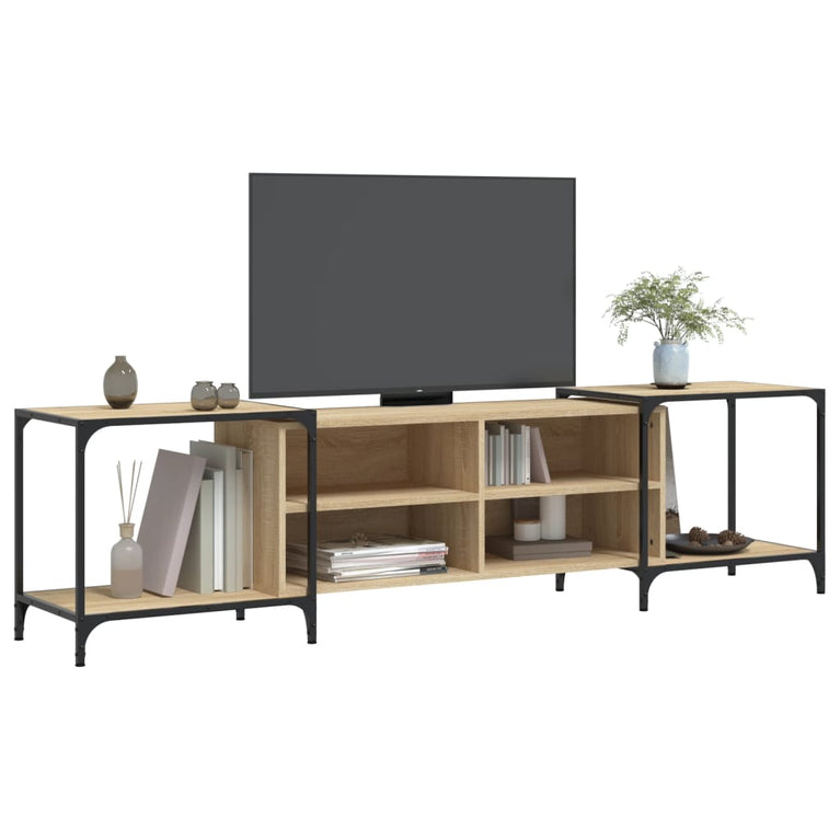 Tv-meubel 203x37x50 cm bewerkt hout sonoma eikenkleurig