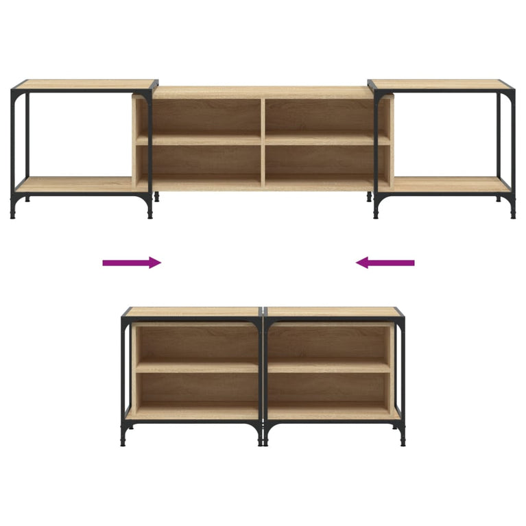Tv-meubel 203x37x50 cm bewerkt hout sonoma eikenkleurig