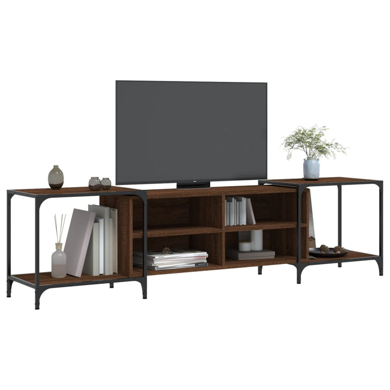 Tv-meubel 203x37x50 cm bewerkt hout bruineikenkleurig