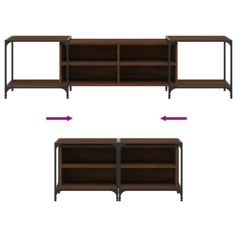 Tv-meubel 203x37x50 cm bewerkt hout bruineikenkleurig