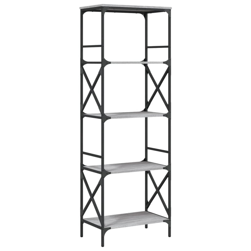 Boekenkast 5-laags 59x35x171 cm bewerkt hout grijs sonoma eiken