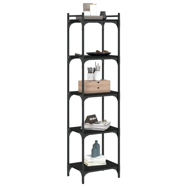 Boekenkast 5-laags 40x30x154 cm bewerkt hout zwart