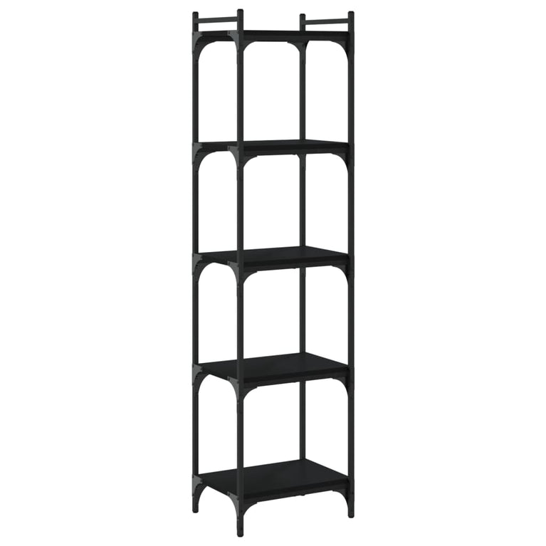 Boekenkast 5-laags 40x30x154 cm bewerkt hout zwart