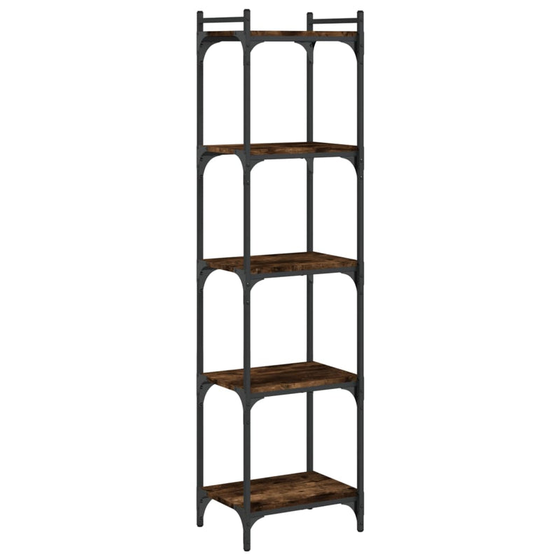 Boekenkast 5-laags 40x30x154 cm bewerkt hout gerookt eikenkleur