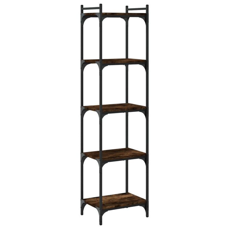 Boekenkast 5-laags 40x30x154 cm bewerkt hout gerookt eikenkleur