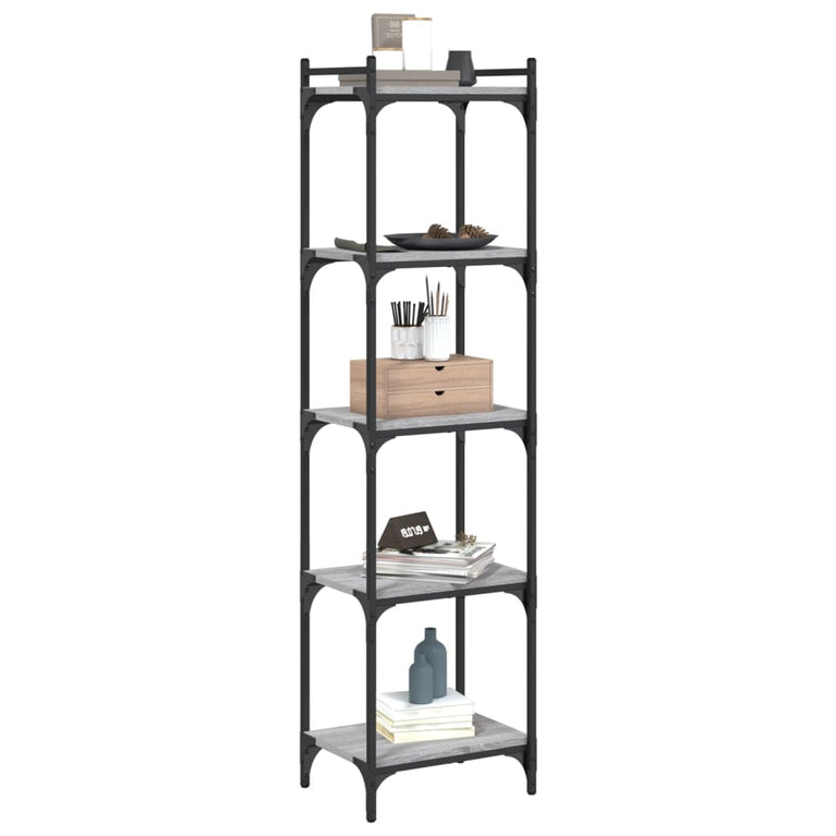Boekenkast 5-laags 40x30x154 cm bewerkt hout grijs sonoma eiken