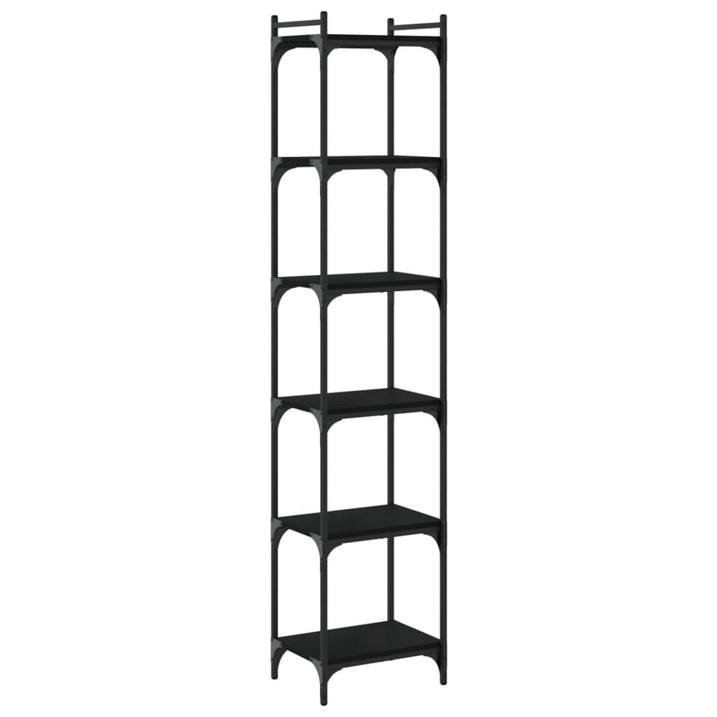Boekenkast 6-laags 40x30x188 cm bewerkt hout zwart