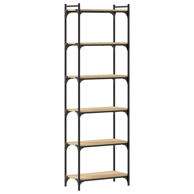 Boekenkast 6-laags 60x30x188 cm bewerkt hout sonoma eiken