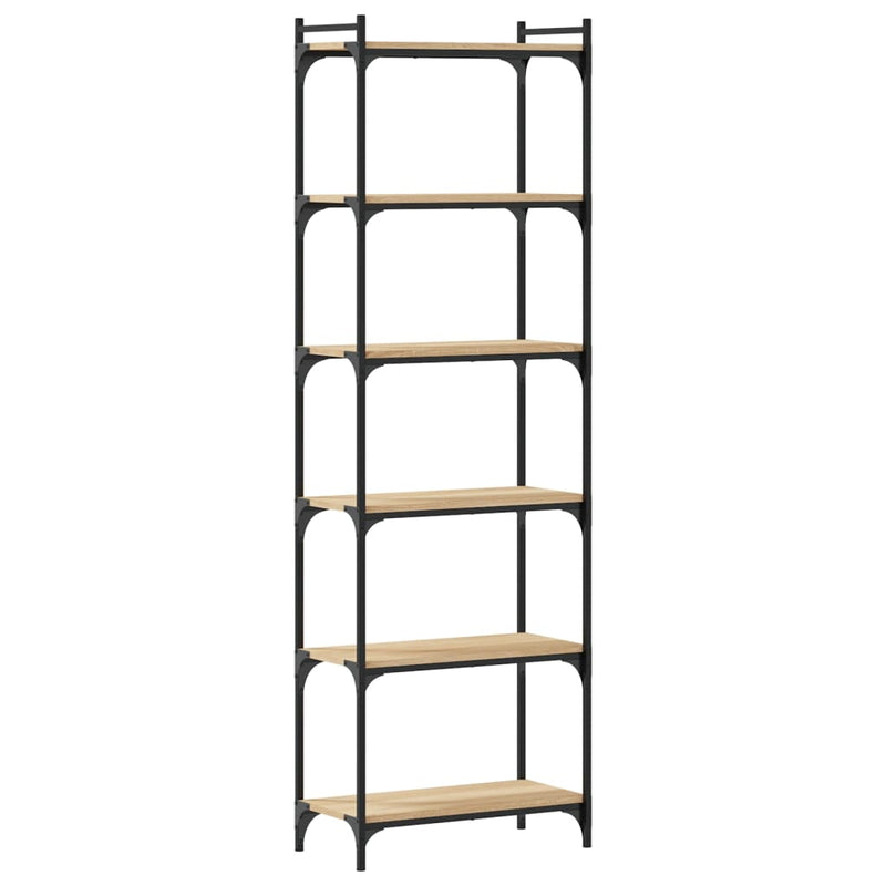Boekenkast 6-laags 60x30x188 cm bewerkt hout sonoma eiken