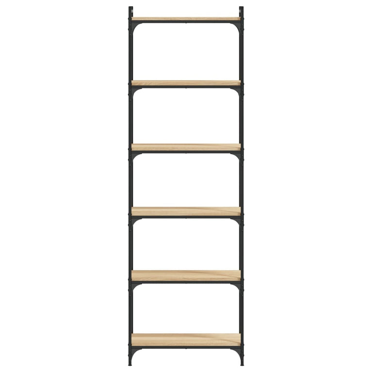 Boekenkast 6-laags 60x30x188 cm bewerkt hout sonoma eiken