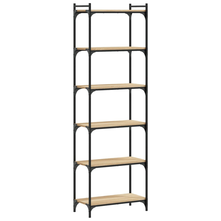 Boekenkast 6-laags 60x30x188 cm bewerkt hout sonoma eiken