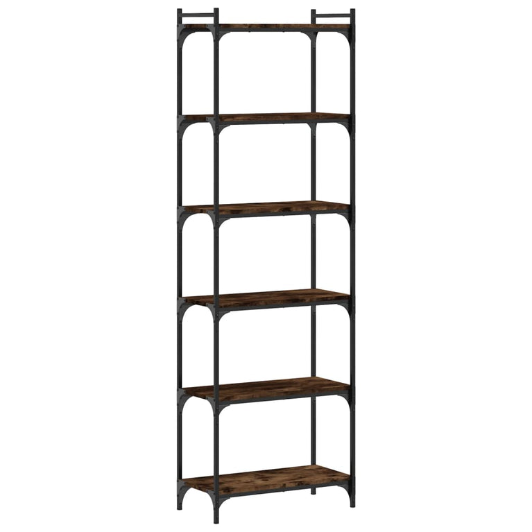 Boekenkast 6-laags 60x30x188 cm bewerkt hout gerookt eikenkleur
