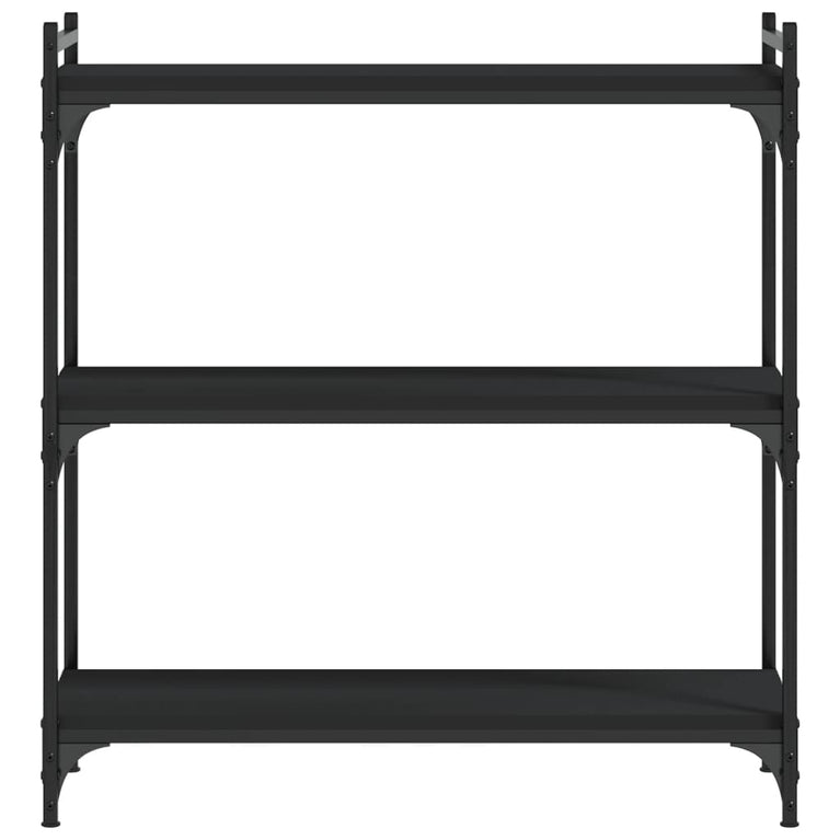 Boekenkast 3-laags 80x30x86 cm bewerkt hout zwart