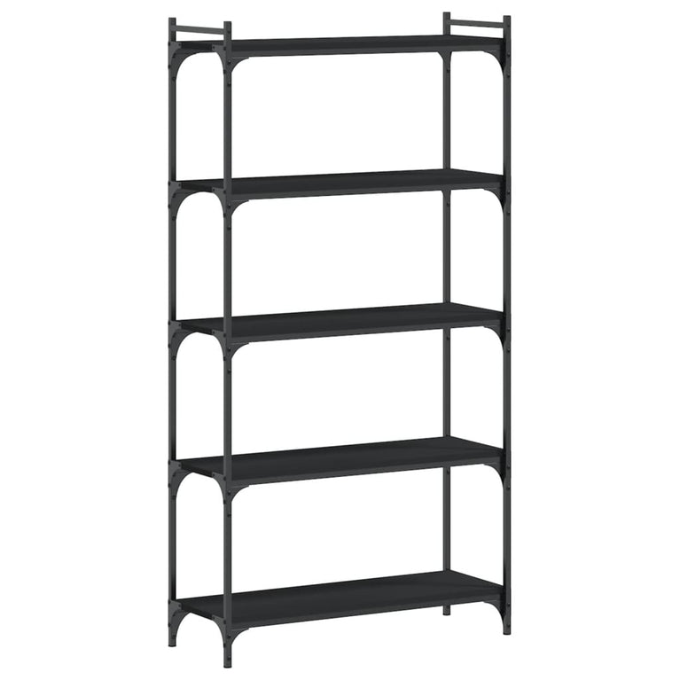 Boekenkast 5-laags 80x30x154 cm bewerkt hout zwart