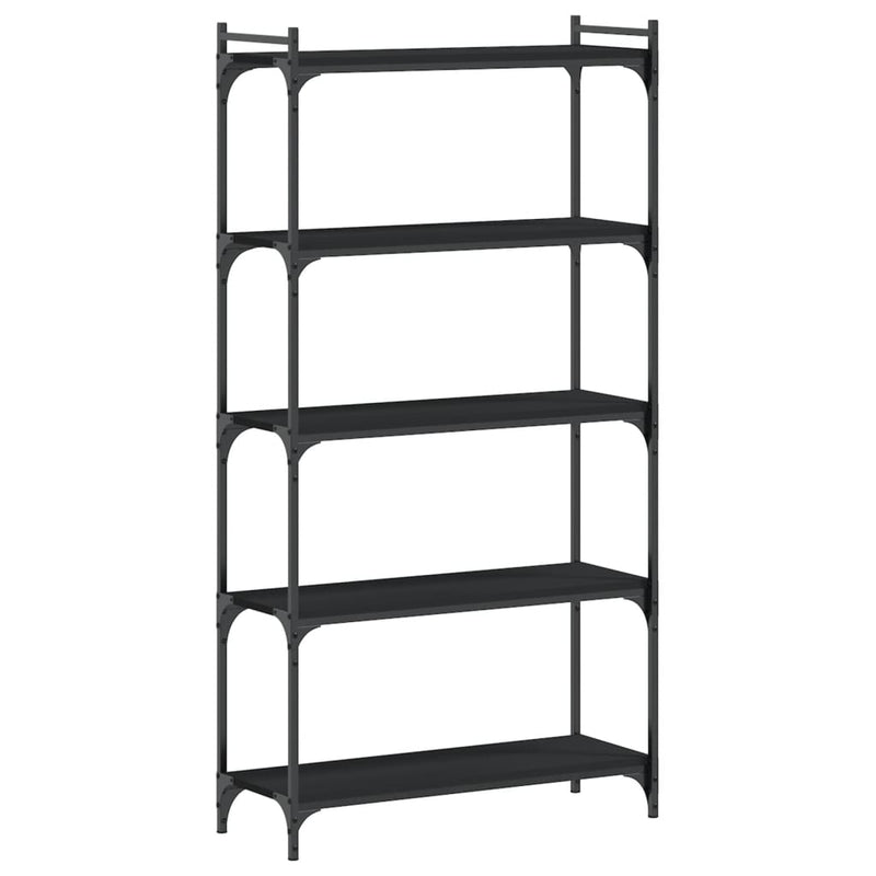Boekenkast 5-laags 80x30x154 cm bewerkt hout zwart
