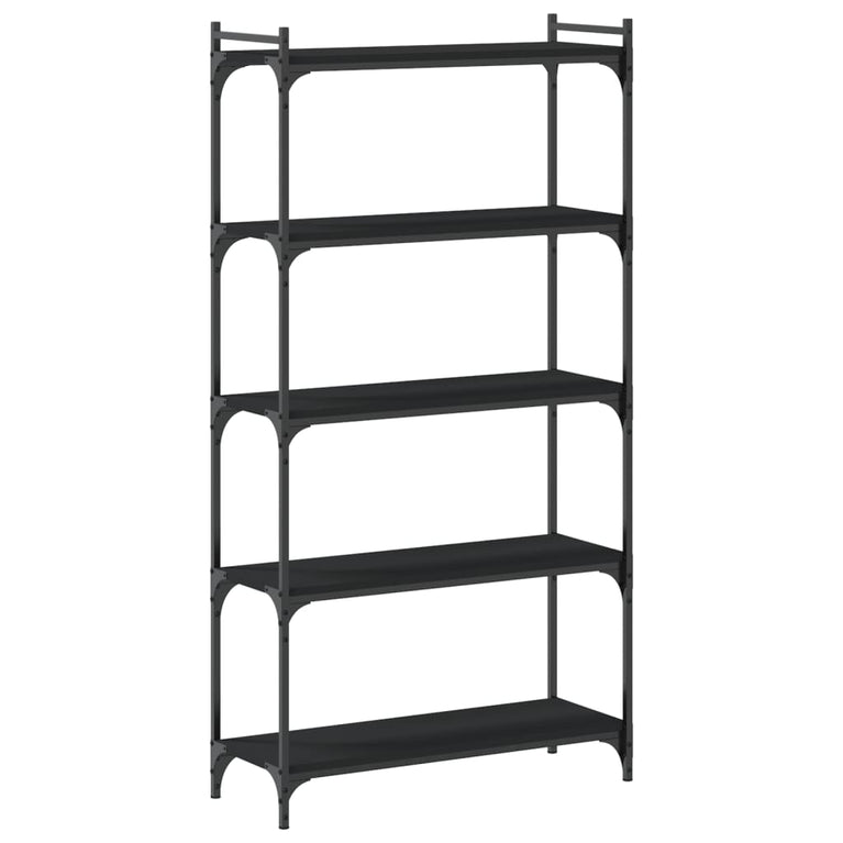 Boekenkast 5-laags 80x30x154 cm bewerkt hout zwart