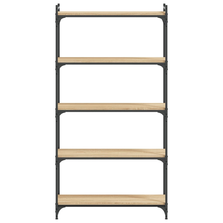 Boekenkast 5-laags 80x30x154 cm bewerkt hout sonoma eikenkleur