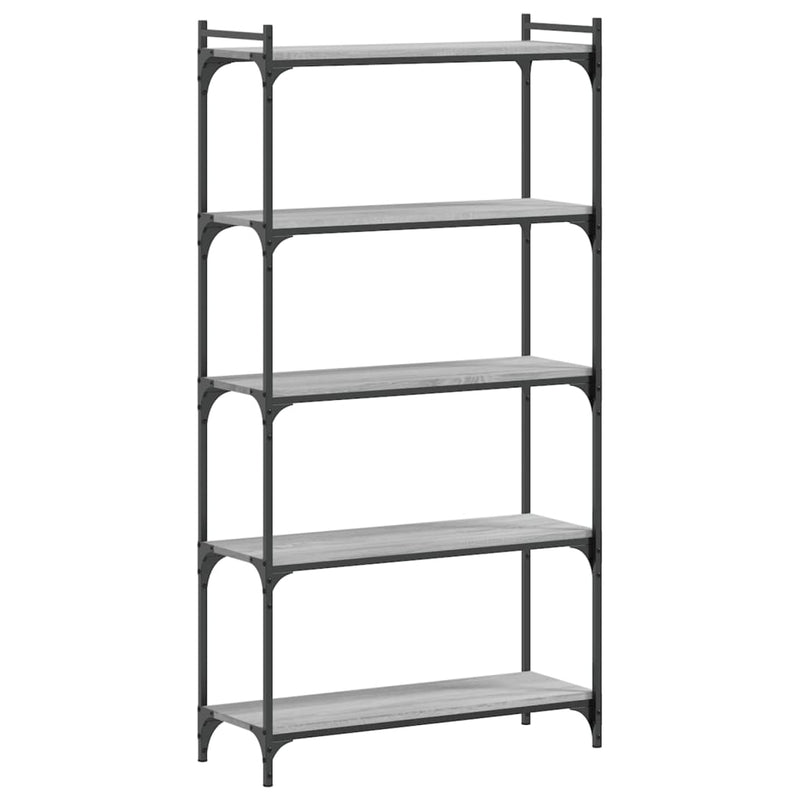 Boekenkast 5-laags 80x30x154 cm bewerkt hout grijs sonoma eiken