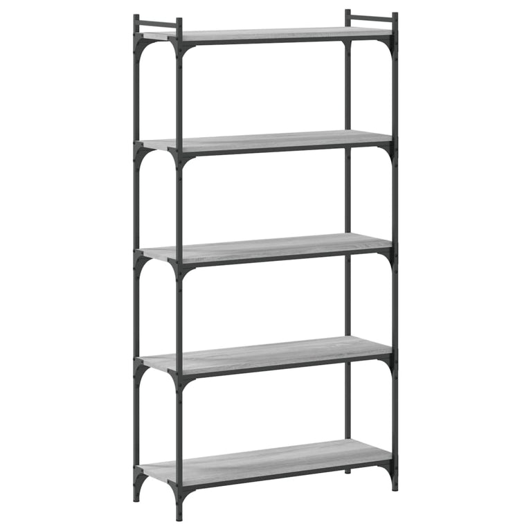 Boekenkast 5-laags 80x30x154 cm bewerkt hout grijs sonoma eiken