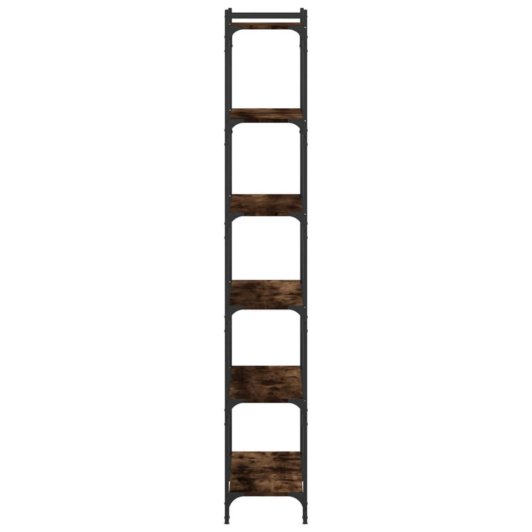Boekenkast 6-laags 80x30x188 cm bewerkt hout gerookt eikenkleur