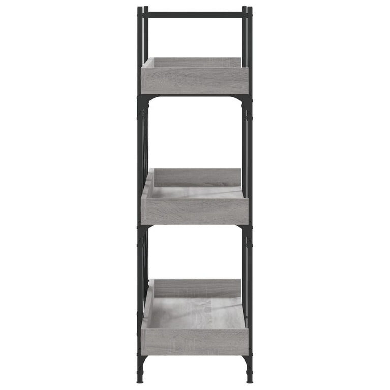 Boekenkast 3-laags 100x33x108,5 cm bewerkt hout grijs sonoma