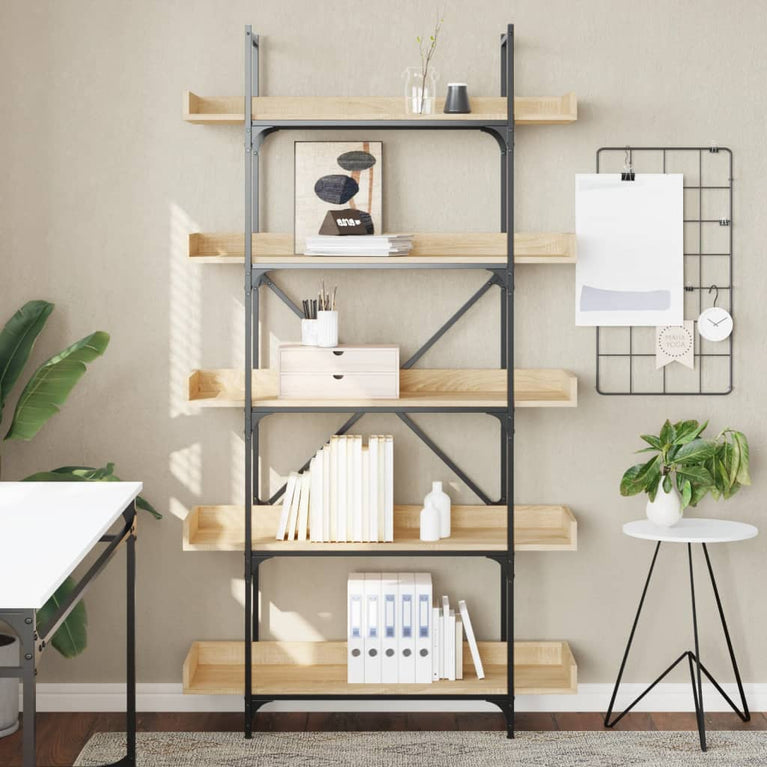 Boekenkast 5-laags 100x33x180,5 cm bewerkt hout sonoma eiken