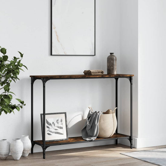 Wandtafel 101x30,5x75 cm bewerkt hout gerookt eikenkleurig MeubelReus