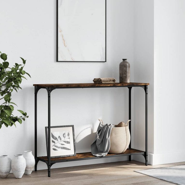 Wandtafel 101x30,5x75 cm bewerkt hout gerookt eikenkleurig MeubelReus