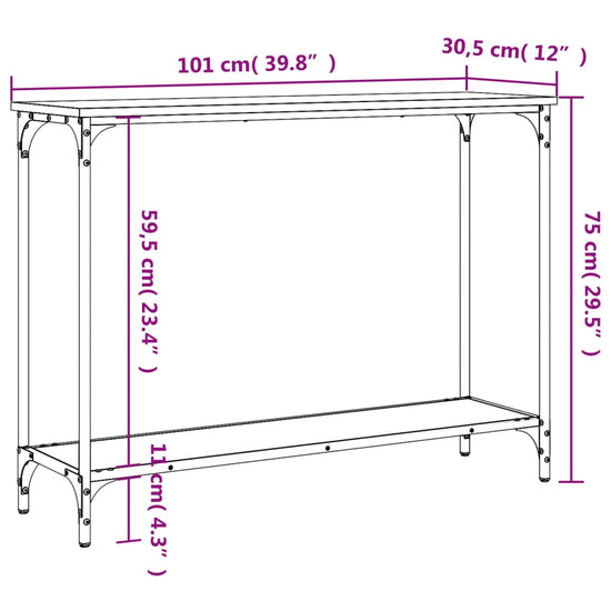 Wandtafel 101x30,5x75 cm bewerkt hout bruineikenkleurig MeubelReus