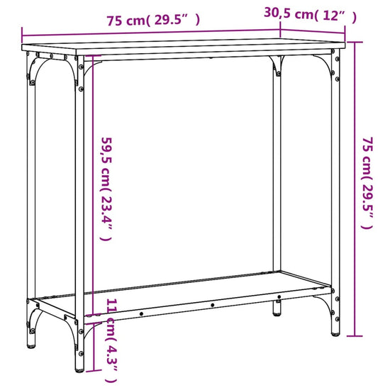 Wandtafel 75x30,5x75 cm bewerkt hout zwart MeubelReus